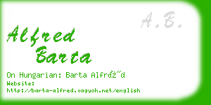 alfred barta business card